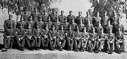 A picture of the graduation of the Military Aviation College for the fifth and sixth sessions in late 1955 shows Saeb Sabri Al-Safi (third from the left, sitting) and Hatem Kazem (first from the left, sitting).