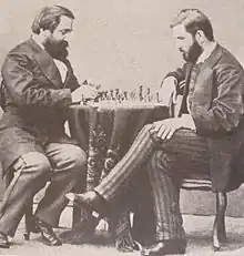 Image 34Georgian writers, Ilia Chavchavadze and Ivane Machabeli playing chess in Saint Petersburg, 1873 (from Chess in the arts)