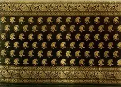 'Banarasi sari' from Varanasi (Banaras), silk and gold-wrapped silk yarn with supplementary weft brocade (zari)