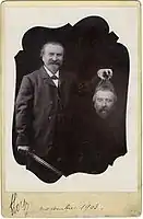 Unknown photographer (France). A bearded man holds his severed head in his hand, 1899.
