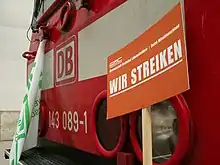 Image 29Strike sign used by the German Train Drivers' Union in the German national rail strike of 2007.