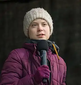 Born in 2003, Greta Thunberg from Sweden is a climate activist