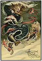 Sea Tsar. Illustration from "The Russian Story Book" by Richard Wilson, illustrated by Frank C. Papé, 1916