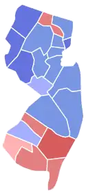 Image 33Results of the 1910 gubernatorial election in New Jersey. Wilson won the counties in blue. (from History of New Jersey)