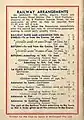 Back cover showing railway arrangements and admission fares