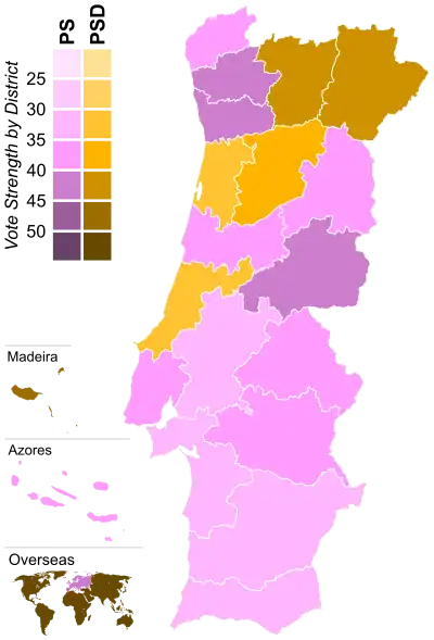 Strongest party by district.