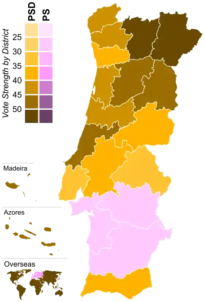 Strongest party by district.