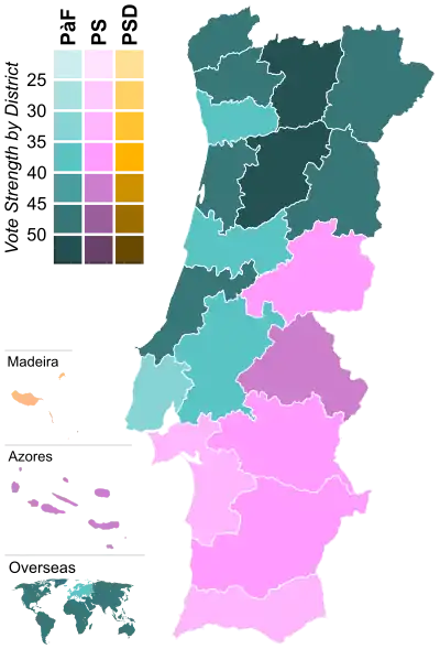 Strongest party by district.