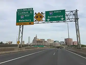 I-91 north at exit&nbsp;32 (I-84 west) in Hartford, Connecticut