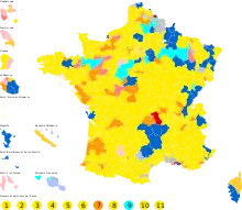 Top candidate in each constituency in the first round
