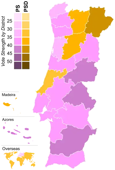 Strongest party by electoral district.
