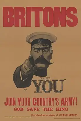 British Lord Kitchener featured on a WWI recruiting poster