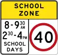 (R4-V105) 40&nbsp;km/h Speed Limit School Zone (Used in Victoria)