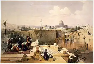 Dome of the Rock in Jerusalem, The Holy Land, Syria, Idumea, Arabia, Egypt, and Nubia by Louis Haghe from an original by David Roberts.