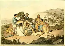 Men and women wearing Nghệ hats at a beach in Danang, 1793