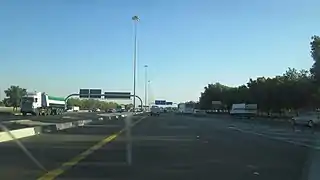 The E 30 highway connecting Abu Dhabi City to Al Ain City in the Eastern Region, going through Mussafah Industrial City