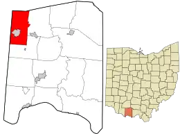Location in Adams County and the state of Ohio.
