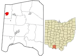 Location in Adams County and the state of Ohio.