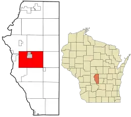 Location in Adams County and the state of Wisconsin.