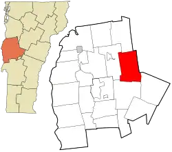 Location in Addison County and the state of Vermont.