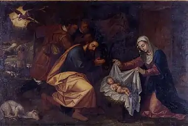 Adoration of the Shepherds; 1603–05, 157 × 245&nbsp;cm,  Museo de Bellas Artes de Granada.