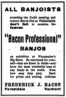 Advertisement, Bacon Professional Banjos, Cadenza Magazine, March 1907, p.&nbsp;56