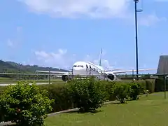 An Air New Zealand Boeing 767-300ER airliner at Rarotonga International Airport