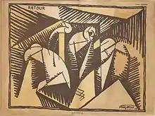 Albert Gleizes, 1915, Retour de Bois-le-Prêtre, wood engraving, 39 x 50&nbsp;cm, published in Le mot, n. 20, 1 July 1915