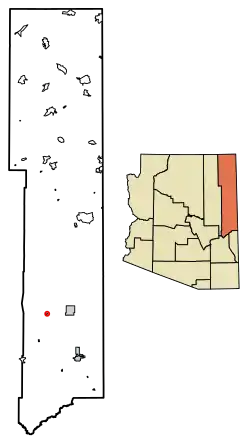 Location of Concho in Apache County, Arizona.
