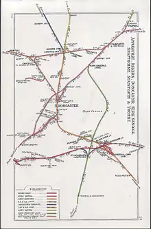 Railway lines around Doncaster in 1914