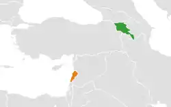 Map indicating locations of Armenia
and Lebanon