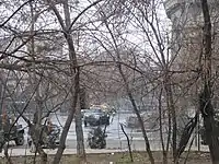 2008 protests: A water tanker cleans Opera Square of debris and blood after the government's crackdown