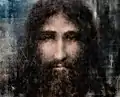 Artist's impression of the face on the shroud of Turin which perhaps records the image of the historical Jesus of Nazareth