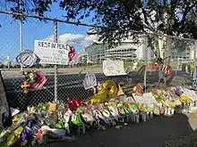 A memorial located outside the NRG Park.