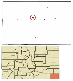 Location of Springfield in Baca County, Colorado.