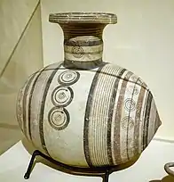 Ceramic barrel-shaped jug from the Cypro-Archaic I period (c.700-c.600 BCE)
