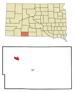 Location in Bennett County and the state of South Dakota