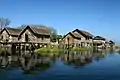 Stilt houses in Inle Lake, Birmany