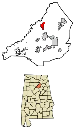 Location of Blountsville in Blount County, Alabama.