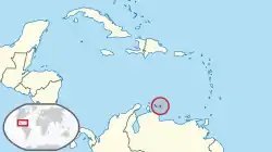 Location of Bonaire (circled in red)in the Caribbean