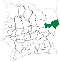 Bondoukou Department from 1988 to 2009. (Other subdivision boundaries began to change in 1995.)