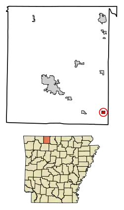 Location of Everton in Boone County, Arkansas.
