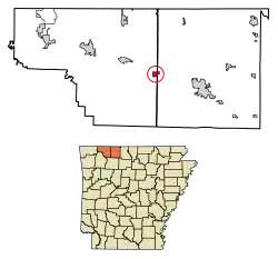 Location of Alpena in Boone County and Carroll County, Arkansas.