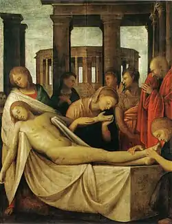 Lamentation over the Dead Christ Bramantino, 214 × 104&nbsp;cm, 1515–1520.