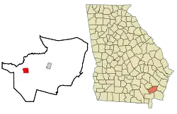 Location in Brantley County and the state of Georgia