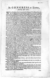 Image 16Broadside statement of Congress of the Colony of New Hampshire, referencing "sudden & abrupt departure" of Royal Governor John Wentworth, January 1776 (from History of New Hampshire)