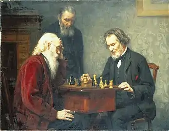 Image 20Richard Creifelds, c. 1886, The Veterans, Brooklyn Museum (from Chess in the arts)