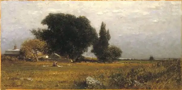 Trees and Meadow (circa 1885) oil on canvas, 30.3 x 60.6&nbsp;cm (11.9 x 23.8 in), Brooklyn Museum, New York City