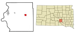 Location in Brule County and the state of South Dakota