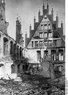 Bombed wreckage of Old Town Hall, 1943